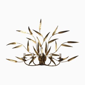 Large Leaf Sconce in Gilt Metal from Ferro Art, 1970s