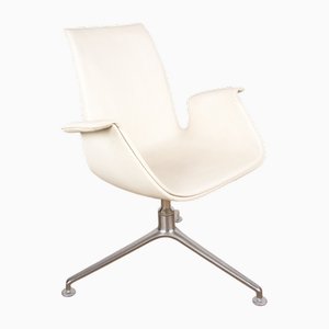 Fauteuil Modèle FK 6725 en Cuir Blanc et Acier Chromé par Preben Fabricius et Jørgen Kastholm pour Walter Knoll, Danemark, 2000s