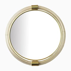 Venetian Roundtorgiglione-Torchon Wall Mirror in Murano Glass by Simoeng