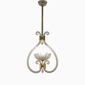 Lampe à Suspension Art Déco Vintage en Verre de Murano par Ercole Barovier, 1930s