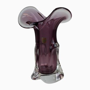 Vintage Vase mit violettem Band, 1960er