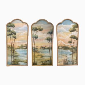 Italian Artist, Landscapes, Oil on Canvases, 1800s, Set of 3