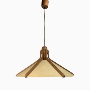 Mid-Century Danish Teak and Parchment Pendant from Domus, 1970s