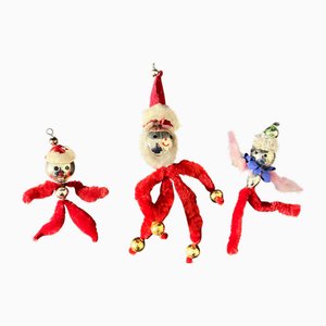 Osteuropäischer Vintage Weihnachtsdeko mit Weihnachtsmann & Elfen, 1950er-1960er, 3er Set