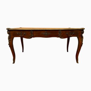 Formeller Schreibtisch im Louis XV-Stil mit hellbrauner Lederplatte, 1800er