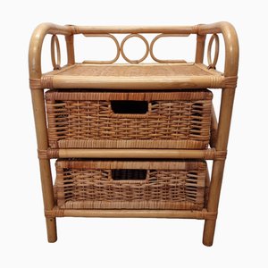 Vintage Rattan Nachttisch, 1980er