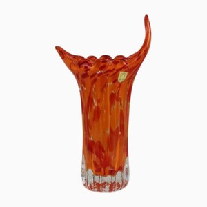 Ruby Glass Orange Vase, 1960s