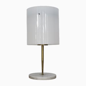 Lampada da tavolo vintage in vetro acrilico, marmo e ottone di Stilnovo, Italia, anni '60