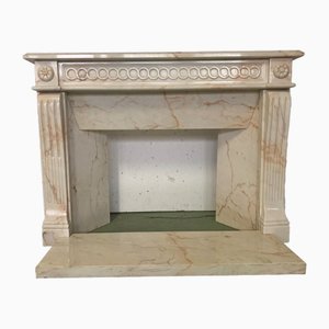 Louis XVI Style Fireplace in Pink Veined Marble, 1900s