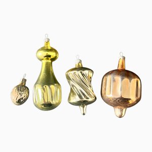 Vintage Eastern European Hand-Painted Glass Baubles, 1950s-1960s, Set of 4