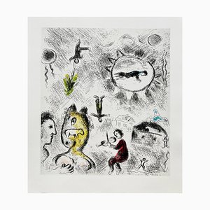 Marc Chagall, Celui qui dit les chooses sans rien dire, Planche XXV with Nude, 1976, Aquatint Etching, Framed