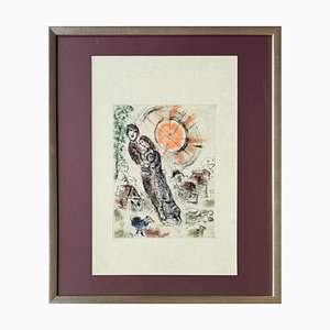 Marc Chagall, Soleil aux amoureux, 1968, Acquaforte, Incorniciato