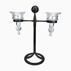 Wrought Iron and Glass Candlestick by Bertil Vallien for Boda, 1960s