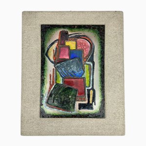 Mid-Century Modern Emaille Gemälde auf Kupferplatte, 1960er