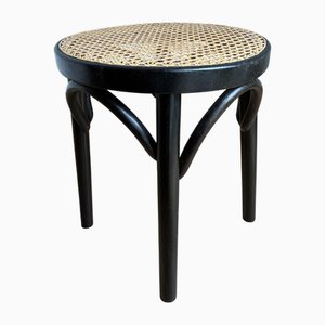 Tabouret en Bois Courbé avec Siège en Toile par Michael Thonet, 1920s