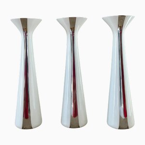 Vintage Danish Steel Candlesticks, 1980, Set of 3