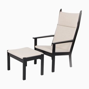 Juego de sillón GE284A y otomana vintage de Hans J. Wegner para Getama, años 70. Juego de 2