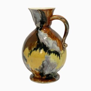 Jarra de cerámica esmaltada de Longwy, años 50