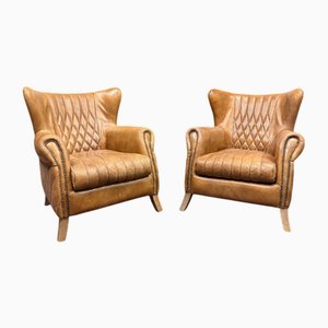 Vintage Aviator Chairs in Sheep Leather, Set of 2