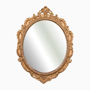 Grand Miroir Mural Victorien Antique en Bois Doré, Italie, 1850s