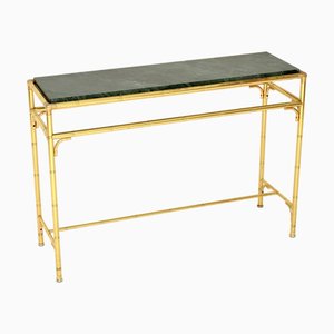 Vintage Italian Brass and Marble Console Table, 1970s