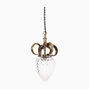 Edwardian Arts and Crafts Pendant Light in Cut Glass, 1890s