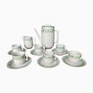 Vintage Porcelain Eridan Coffee Service by Bernardaud for Limoges, France, 1970s, Set of 14