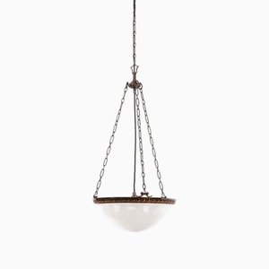 14 Lampada a sospensione Holophane Blondel in vetro, fine XIX secolo