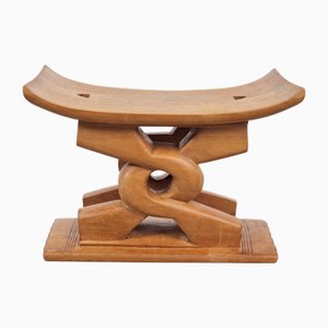 Vintage African Ashanti Wooden Wisdom Knot Stool, 1950s