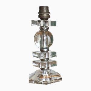 Art Deco Crystal Table Lamp attributed to Jacques Adnet for Baccarat, France, 1940s
