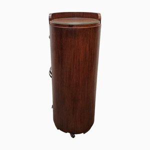 French Art Deco Round Bar Cabinet in Mahogany, 1920s