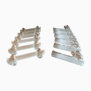 Art Deco Animal-Shaped Knife Rests in Frosted Glass, France, 1930s, Set of 12