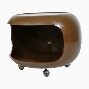 Mid-Century Space Age Beistelltisch mit Kunststoff auf Rollen von Ernst Moeckl, Deutschland, 1970er