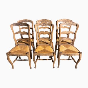 Französische Esszimmerstühle mit Leiterrücken, 1900er, 6 . Set