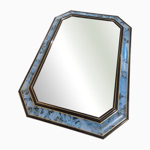Espejo Regency octogonal con estampado floral, años 80