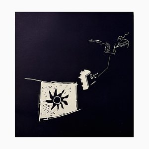 Claudio Granaroli, Komposition, 1970er, Linolschnitt