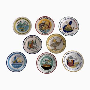 Mid-Century Modern Italian Restaurant Ceramic Dinner Plates, 1980s, Set of 8