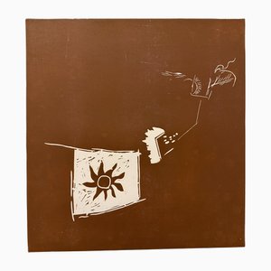 Claudio Granaroli, Komposition, 1970er, Linolschnitt