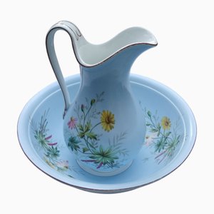 Set de Lavage Vintage avec Motif Fleurs Sauvages, 1950s, Set de 2