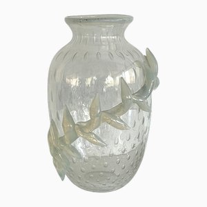Italian Murano Glass Vase with Air Bubbles and Glass Garland, 1990s