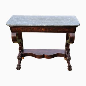 Console Table in Flame Mahogany and Sainte Anne Grey Marble, 1890s