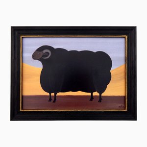 Matt Rix, Naive Style Prize Black Ram, Print, Framed