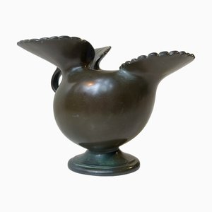Art Deco Diskometal Hen Vase from Just Andersen, 1930s