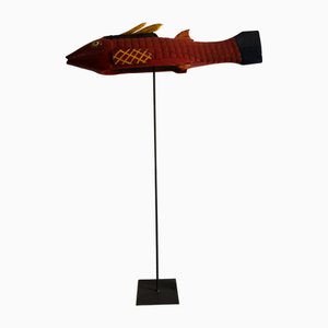 Handgeschnitzte Vintage Fisch Puppe aus Holz, Bozo People of Mali, 1980er