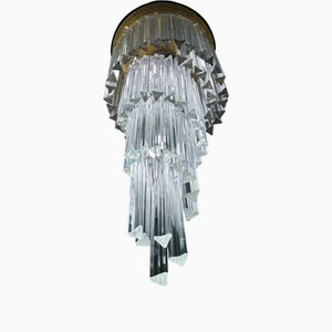 Triedri Wasserfall Kronleuchter aus Muranoglas von Venini, 1970er