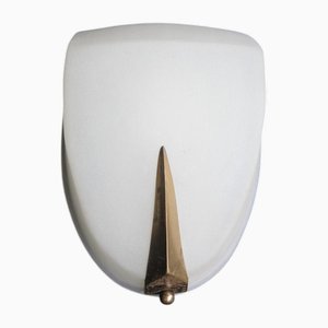 Wandlampe aus Glas & Messing, Italien, 1950er