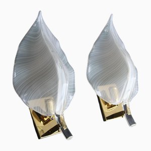 Leaf-Shaped Wall Lights by Franco Luce, Murano, 1970s, Set of 2
