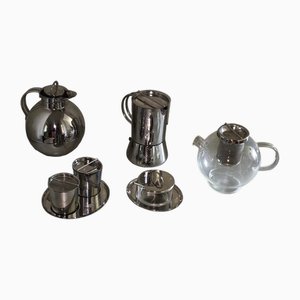 Cromargan Concept Series Tea Coffee Sugar Jam Thermos Espresso Maker by Ole Palsby for WMF, 1990s, Set of 5