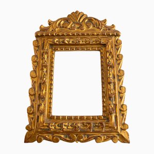 Marco rectangular de madera dorada con pan de oro, años 80