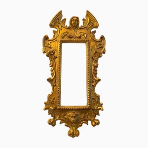 Marco italiano vintage barroco de madera dorada, años 20